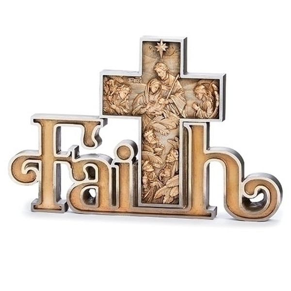Faith Sculptural Cross with Nativity Scene